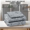 4 Piece Bed Sheets Printed Microfiber Sheet Set Ultra Soft, Easy Care Paisley Printed Sheets - Lux Decor Collection - 2 of 4