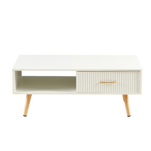 Cesicia Rectangle Coffee Table with Solid Wood Legs, 40.94"L x 21.26"W x 16.34"H - 1 of 4