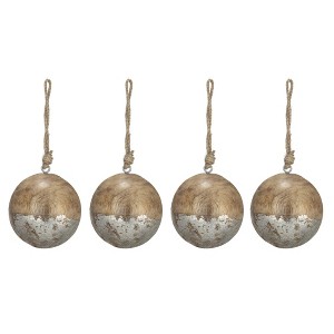 NAYSAYE Party Decoration and Accessories Wood Christmas Ball Hanging Ornament Set for Holiday Celebration, Brown, 4"*4"*0.55" - 1 of 4