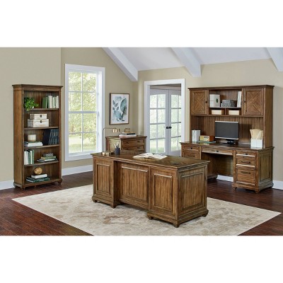 Porter 74" Brown Wood Adjustable Shelves Bookcase