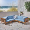 GDFStudio Cascada Outdoor Modular Acacia Wood 5 Seater Sectional Sofa Set - 2 of 4