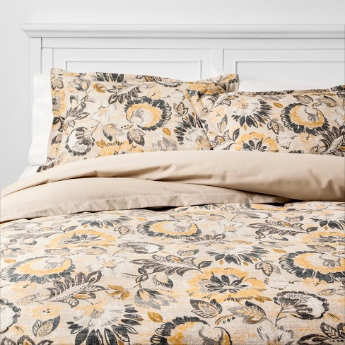 October Jacobean Duvet Cover Set Neutral Threshold Target