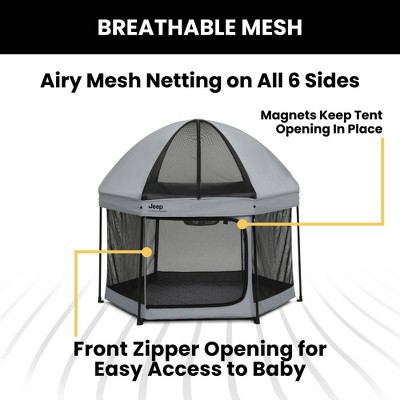 Jeep Hexagon Gray Metal and Plastic Pop Up Play Yard