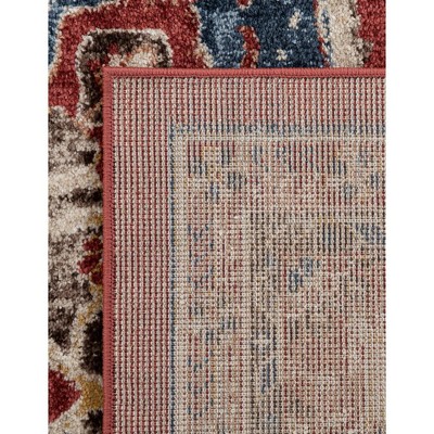 Burgundy and Beige 4' x 6' Abstract Synthetic Area Rug