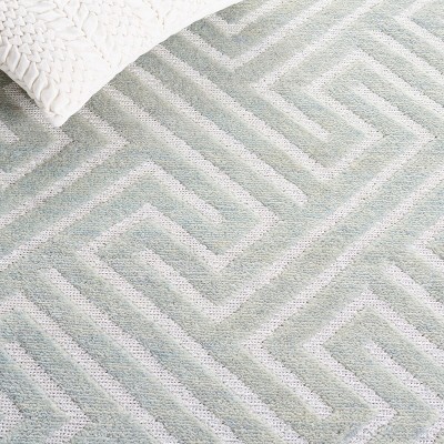Santa Fe Hand-Knotted Light Grey Wool Area Rug 8' x 10'
