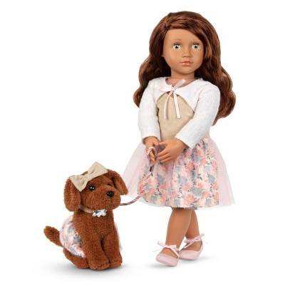 Our Generation Camelia with Dog Plush Pirouette 18" Matching Doll & Pet Set