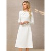 Hobemty Women's Pleated Neck Winter Long Sleeve A-Line Midi Dress - 3 of 4