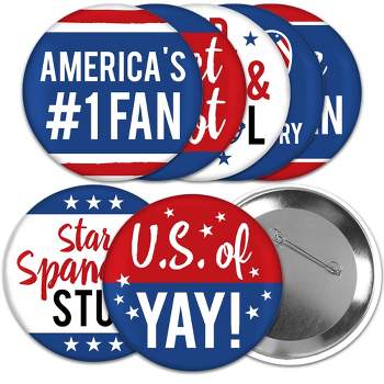 Big Dot of Happiness Stars & Stripes - 3 inch Patriotic Party Badge - Pinback Buttons - Set of 8