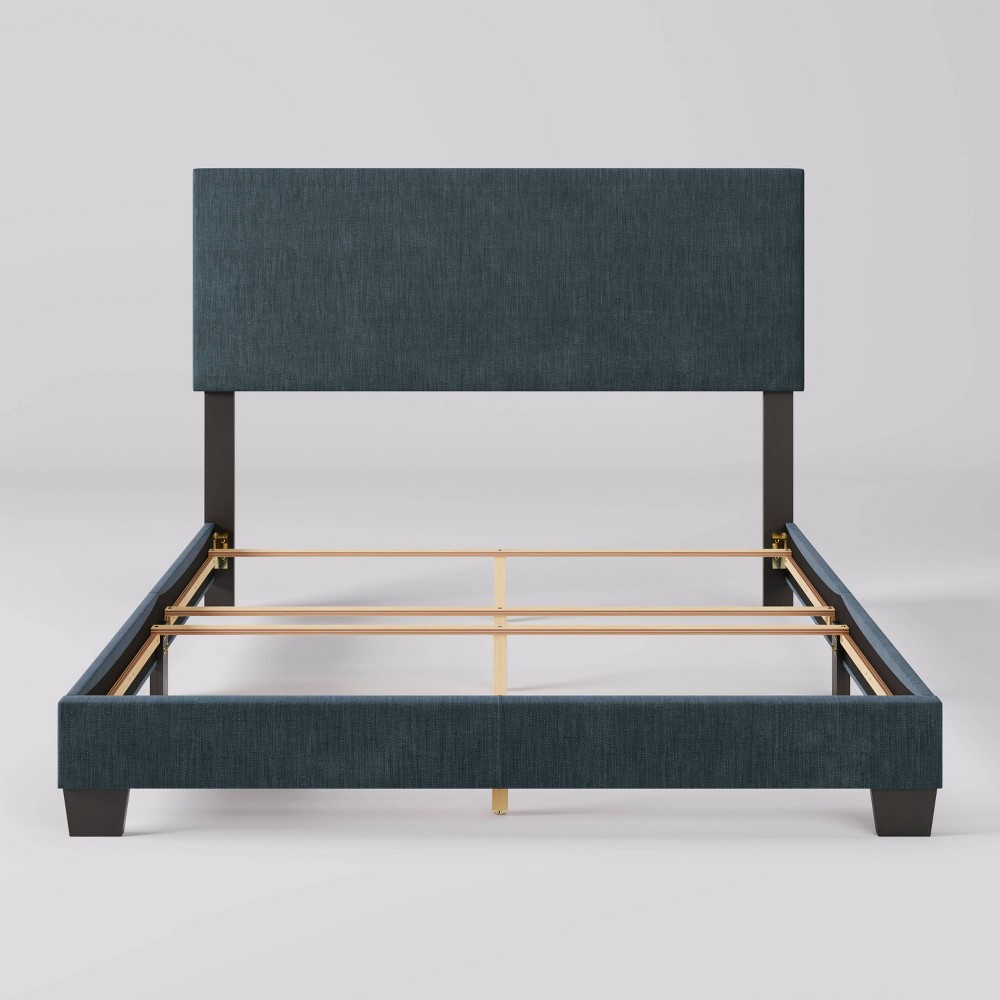 Photos - Bed CorLiving Celeste Modern Upholstered Queen  Blue: Polyester Fabric, MDF & Wood Frame, 551 lbs Max Weight 