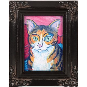 Pavilion Gift Company - Brown Tabby - Pawcasso - 3.5" x 5" Framed Canvas - Wall Sign Panels - 1 of 4