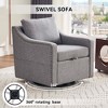 Teddy Fabric 360° Swivel Accent Chair with Rivets Detail for Living Room and Bedroom - 3 of 4