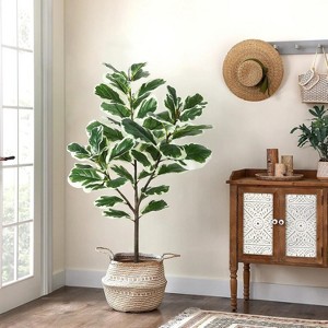 4.3 Ft Artificial Ficus Lyrata Plant with 46 Fiddle Leaves, Potted Tall Fake Plants for Indoor Outdoor Home Office Living Room Decor - 1 of 4