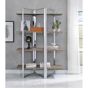 Bookshelf with 4 Tiers and Chrome Metal Frame Open Shelf Storage for Small Spaces or Home Office-3irtyhousy - 1 of 4