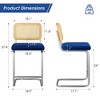 AZL1 Life Concept Dining Sets 2 Pcs 24 inch Armless Bar Stools, Upholstered Velvet Barstools, Rattan Back for Kitchen, Blue, 18.9"*17.7"*37.4" - 3 of 4