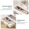 Makeup Vanity Desk with Mirror and Lights 3 Color Modes Available, Wooden Makeup Table with Chair, Power Outlet, Glass Top - 3 of 4