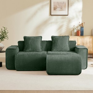 AENKYO U-Shaped Sectional Sofa, Oversized Velvet Modular Couch with 2 Movable Ottomans & Pillows, No Assembly Cloud-Like Comfort - 1 of 4