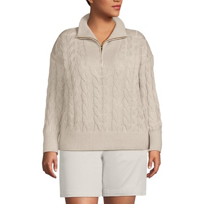 Lands' End Women's Drifter Cotton Quarter Zip Pullover Sweater
