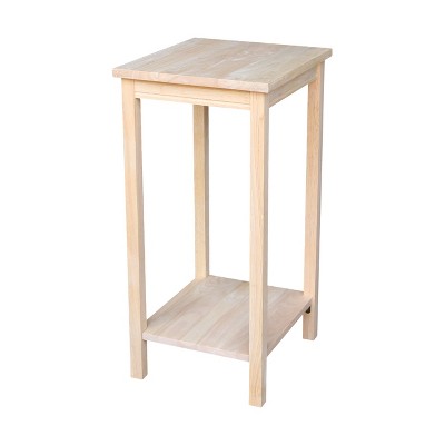 Elegant Unfinished Parawood Portman Accent Table with Shelf