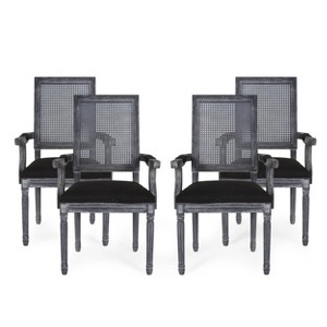 Set of 4 Maria French Country Wood and Cane Upholstered Dining Chairs - Christopher Knight Home - 1 of 4