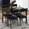 Set of industrial dining table for 4 people, compact rustic kitchen table with 4 upholstered chairs, set of furniture for breakfast or apartments - 3 of 4