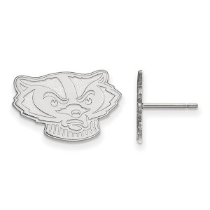 Black Bow Jewelry Sterling Silver Wisconsin Badgers NCAA Post Earrings - 1 of 3