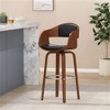 SKRAN 30.25" Upholstered Swivel Barstool, Faux Leather Metal Counter Height Bar Stools for Kitchen, Home and patio, Black(18.5"D×19.5"W×41.75"H) - 2 of 4