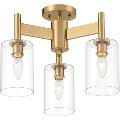 Possini Euro Aldo 17 Wide Brass and Opal White Glass Ceiling Light -  #621X7