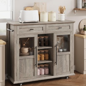 Foldable Kitchen Island Cart With Wheels, Spice Rack And Towel Holder Compact Mobile Storage Cart For Small Kitchens, Camping And RVs - 1 of 4