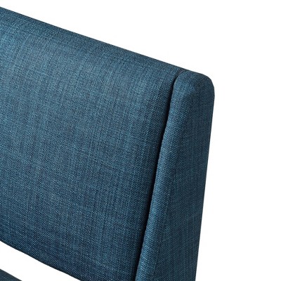 Navy Blue Pecan Wood Upholstered Counter Stool with Cushion
