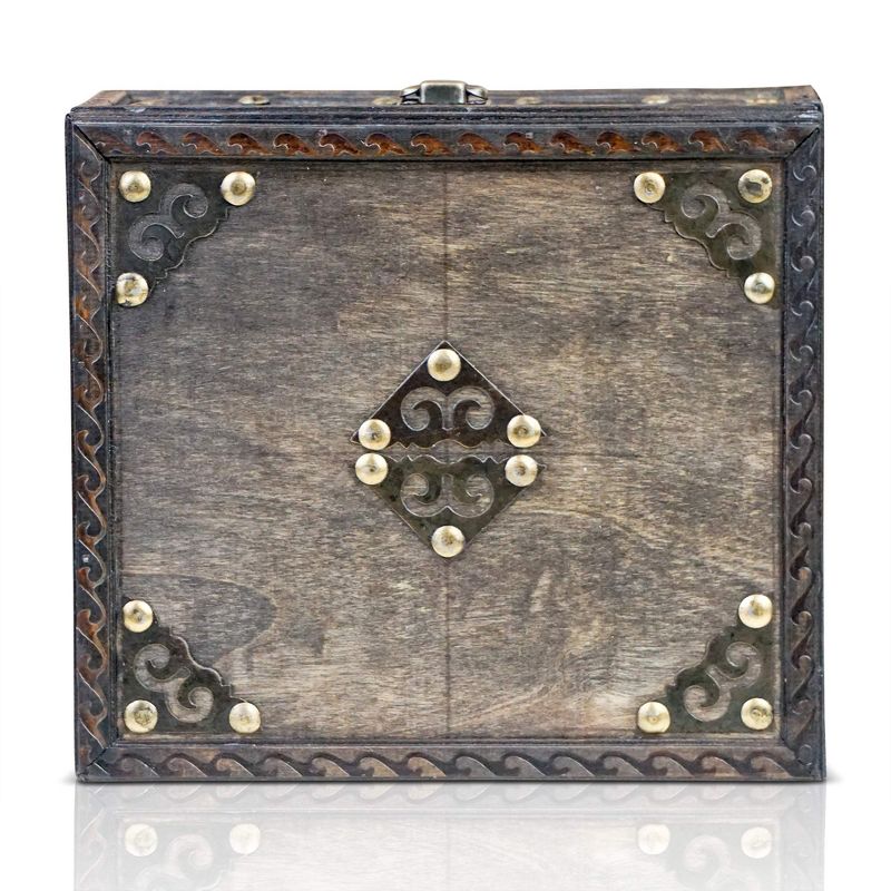 Brynnberg 13"x9"x9.5" Wooden Durable Wooden Treasure Chest with Lock, 3 of 8
