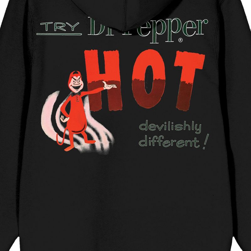 Dr. Pepper Devilishly Different Long Sleeve Black Men's Zip-Up Hooded Sweatshirt, 4 of 5