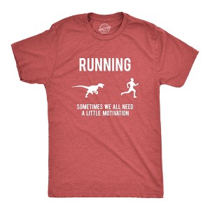 Mens Running Motivation Raptor Chase T Shirt Funny Dinosaur Tee Nerdy Graphic - Crazy Dog Men's T Shirt - 1 of 4