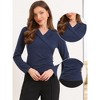 INSPIRE CHIC Women's Office Notched Collar Asymmetrical Long Sleeves Button Decor Blouse - 2 of 4