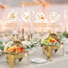 6.3 Qt Round Roll Top Chafing Dish Set - Stainless Steel Buffet Warmer with Glass Window for Catering, Parties & Banquets, Gold Finish - 4 of 4