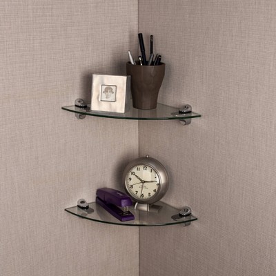 Sleek White Tempered Glass Floating Wall Shelf, 12"x14"