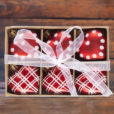 6pc Cute and Glamorous Heart Shaped Christmas Ornament Set, Shatterproof Love Baubles| OrnamentallyYou