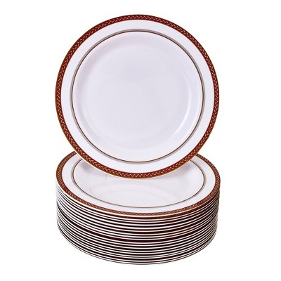 Silver Spoons Floral Embossed Plastic Plates for Party, Heavy Duty Disposable Dinner Set, (20 PC), Renaissance Collection