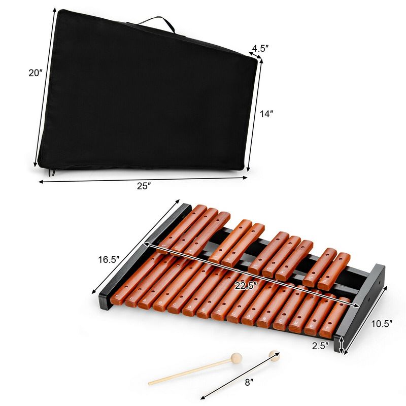 Costway 25 Note Xylophone Wooden Percussion Educational Instrument w/ 2 Mallets, 2 of 11
