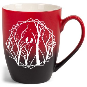 Elanze Designs Birds and Branches Two Toned Ombre Matte Red and Black 12 ounce Ceramic Stoneware Coffee Cup Mug - 1 of 4
