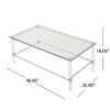 GDFStudio Bayor Modern Tempered Glass Rectangular Coffee Table, Clear/Silver - 3 of 4