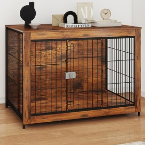 XBRIGH 27/32/38/43in Wooden Dog Crate Furniture with Lock, Indoor Decorative End Table Dog Kennel for Small/Medium Dogs - 1 of 4