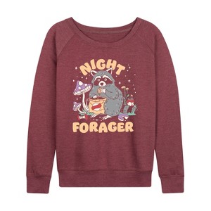 Women's - Instant Message - Night Forager Lightweight French Terry Wide Neck Long Sleeve Graphic Shirt - 1 of 4