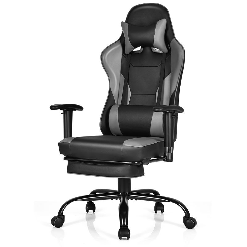 Costway Gaming Chair Racing High Back Office Chair w/ Footrest Black, 2 of 11
