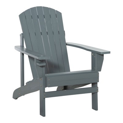 Outsunny Wooden Adirondack Chair Outdoor Classic Lounge Chair with Ergonomic Design & a Built-In Cup Holder for Patio Deck Backyard Fire Pit