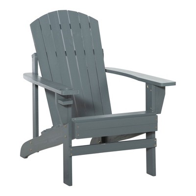 Outsunny Oversized Adirondack Chair, Outdoor Fire Pit and Porch Seating, Classic Log Lounge w/ Built-in Cupholder for Patio, Backyard