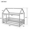 House Floor Wooden Bed with Roof Frame,Safety Guardrails - 4 of 4