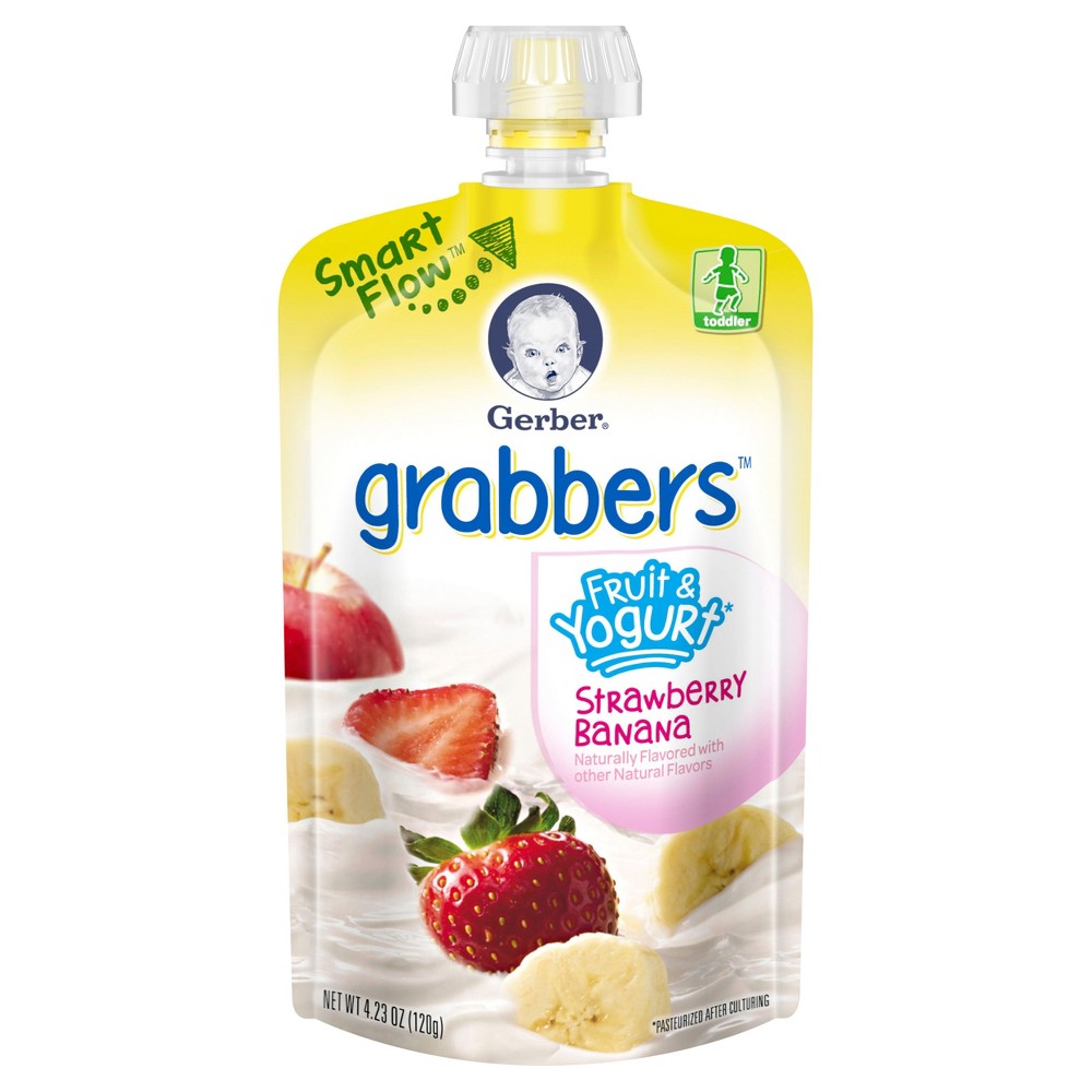 UPC 015000046415 product image for Gerber Grabbers Fruit Squeezable Puree Pouch Apple Strawberry Banana - 4.23oz | upcitemdb.com