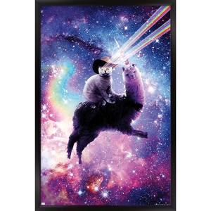 Trends International James Booker - Laser Space Cat Llama Framed Wall Poster Prints - 1 of 4