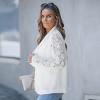 Women's White Contrast Lace Sleeve Shawl Lapel Blazer - Cupshe - 2 of 4