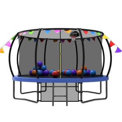 Jump Into Fun 12FT Pumpkin Trampoline With Safety Enclosure Net Ladder,flag parts Weather-Resistant For Children & Adults Catering To The Festive Mood
